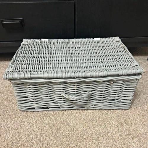 Grey wicker woven storage - woven,