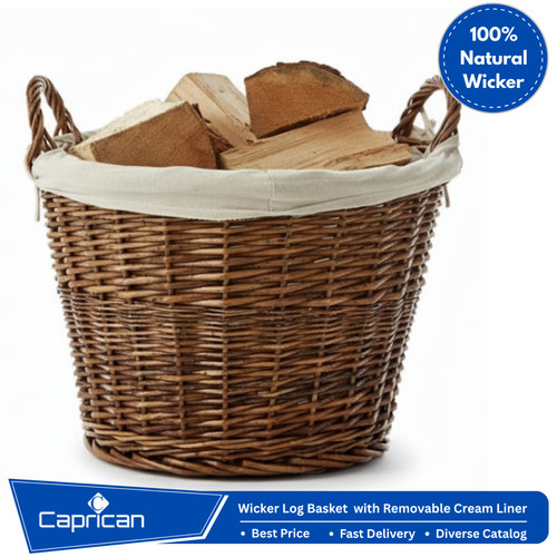 Wicker log basket round - wicker,