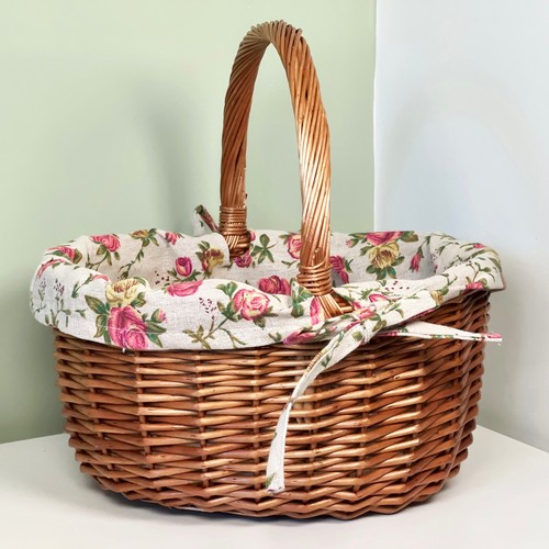 Wicker shopping basket pink - wicker,