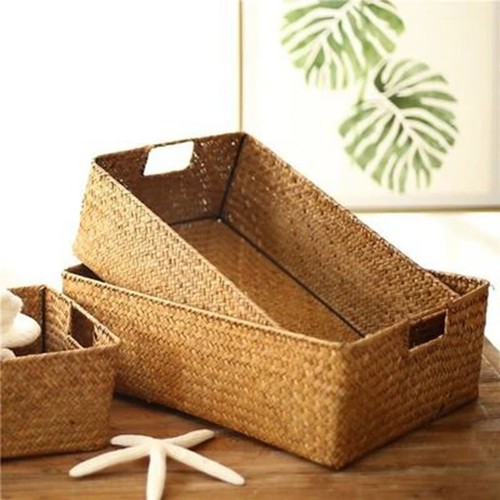 Vintage woven seagrass storage - woven,