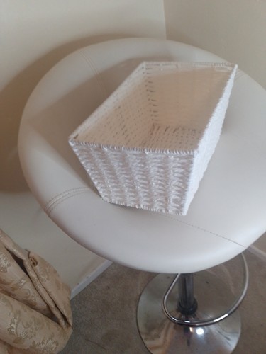 White woven storage basket - woven,