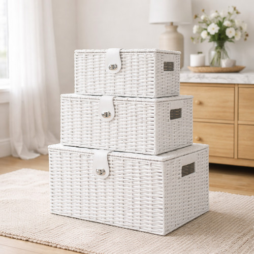 Wicker storage basket white - storage,
