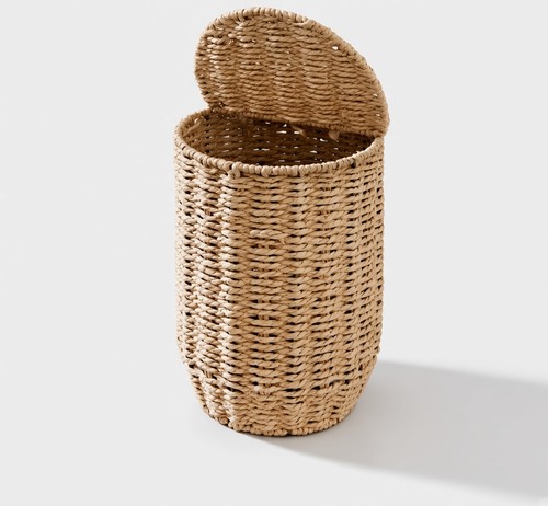Woven flip top bathroom - bathroom, bin