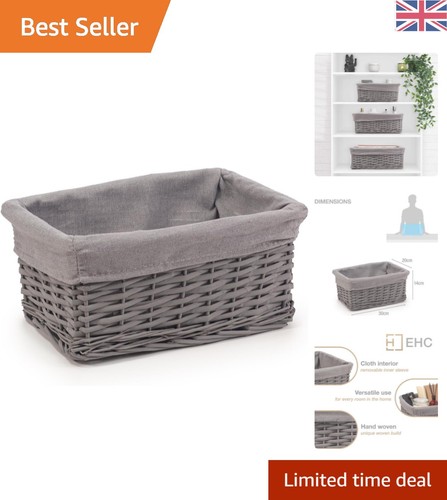 Handwoven grey wicker storage - handwoven,