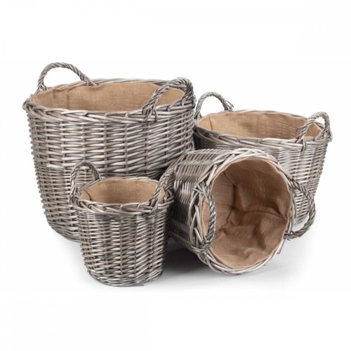 Round lined grey wash wicker - lined,