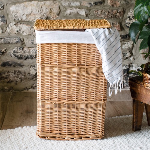 Natural wicker laundry basket - natural,