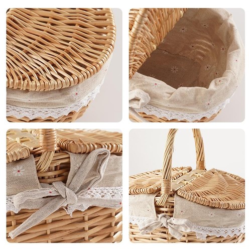 Wicker picnic basket cute - wicker,