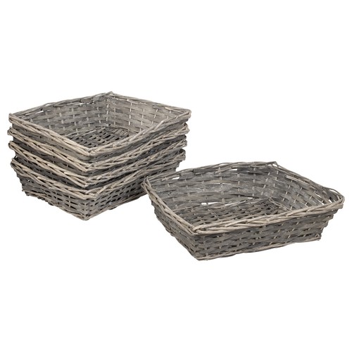 Wicker grey gift basket - wicker,