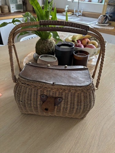 Vintage wicker basket creel - basket, /creel