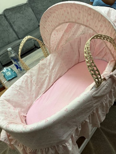 Wicker moses basket and - wicker, stand