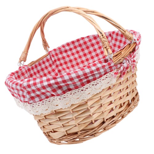 Red picnic basket woven - picnic,