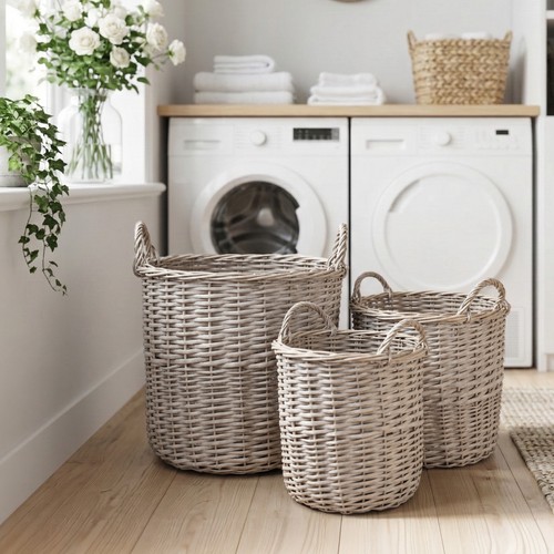 Grey wash wicker storage - wash,
