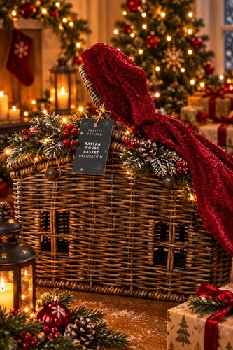 Christmas rattan wicker house - rattan,