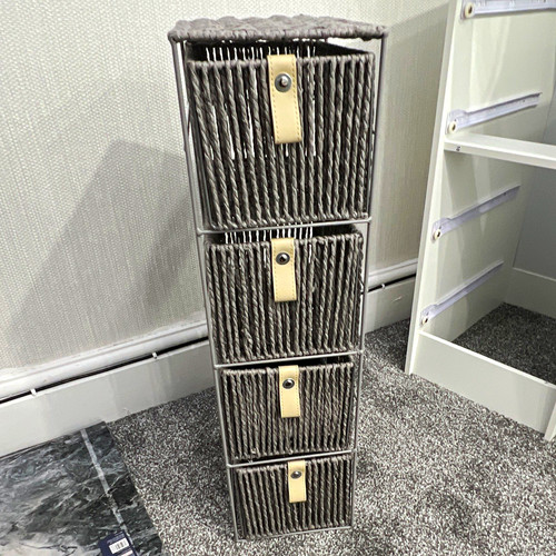 Grey wicker woven drawer - 4,