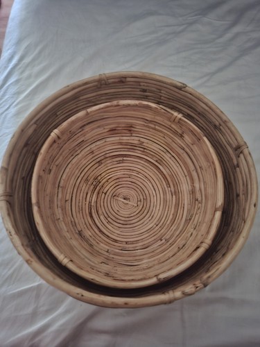 Round wicker basket set - round,