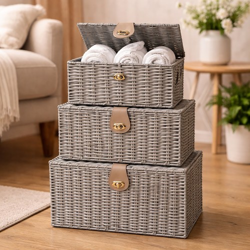 Large wicker storage basket - large,